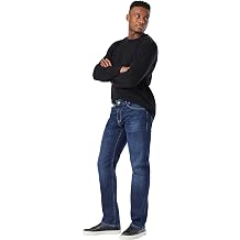 Mavi Marcus Feather Blue Slim Straight Jeans for Men, Work Pants for Men, Classic Straight-Leg Style Jeans for Men