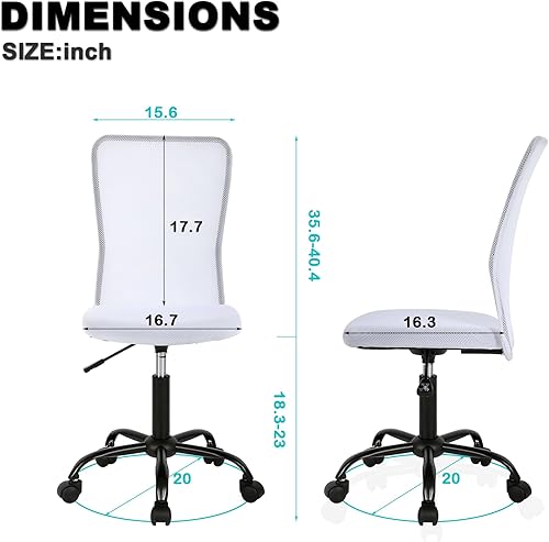 Miniatura 2 de Silla de oficina sin brazos, silla de oficina ergonómica de malla con respaldo alto con soporte lumbar, sillas de computadora, silla con ruedas para