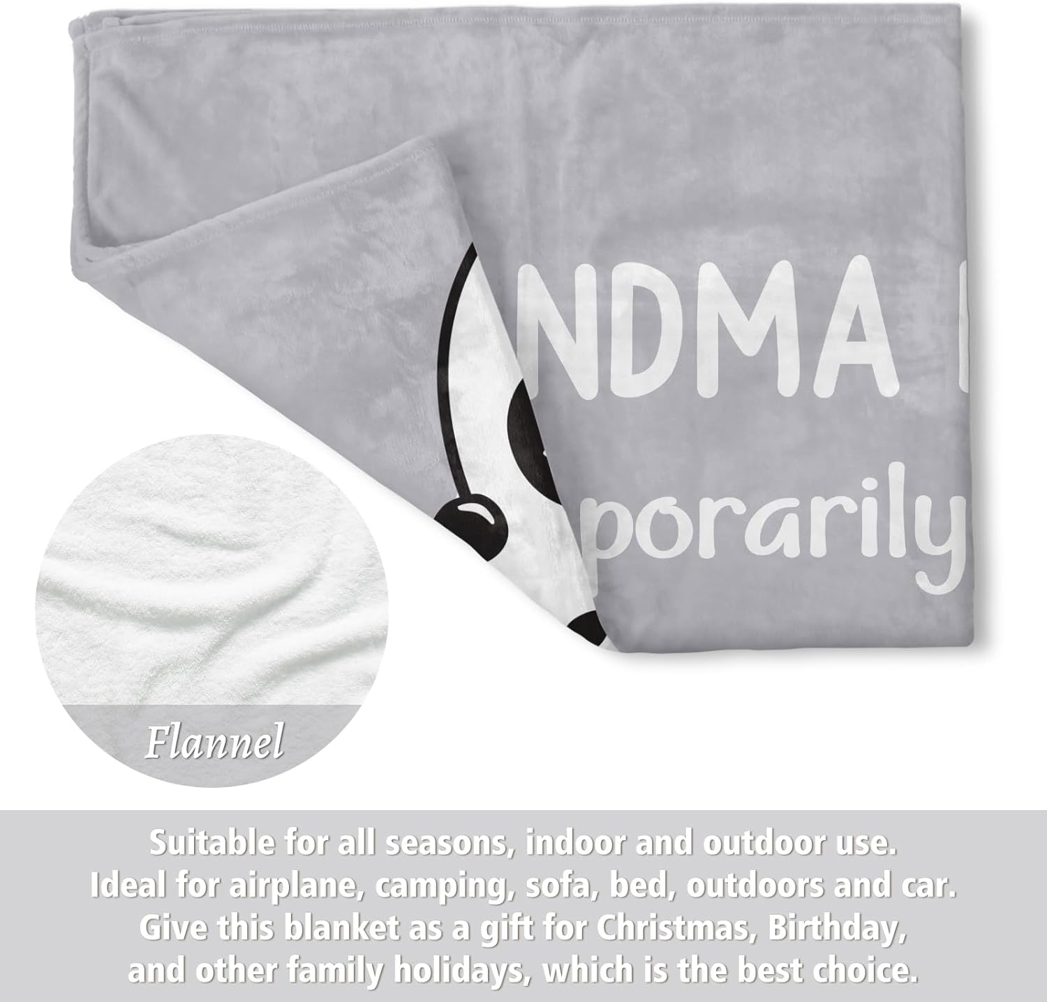 Craftique Birthday Gifts for Grandma- Soft Grandma is Charging Blanket- Funny Grandmas Gifts, Practical Blanket Throw for Napping Travel, 60”×50” - Image 5