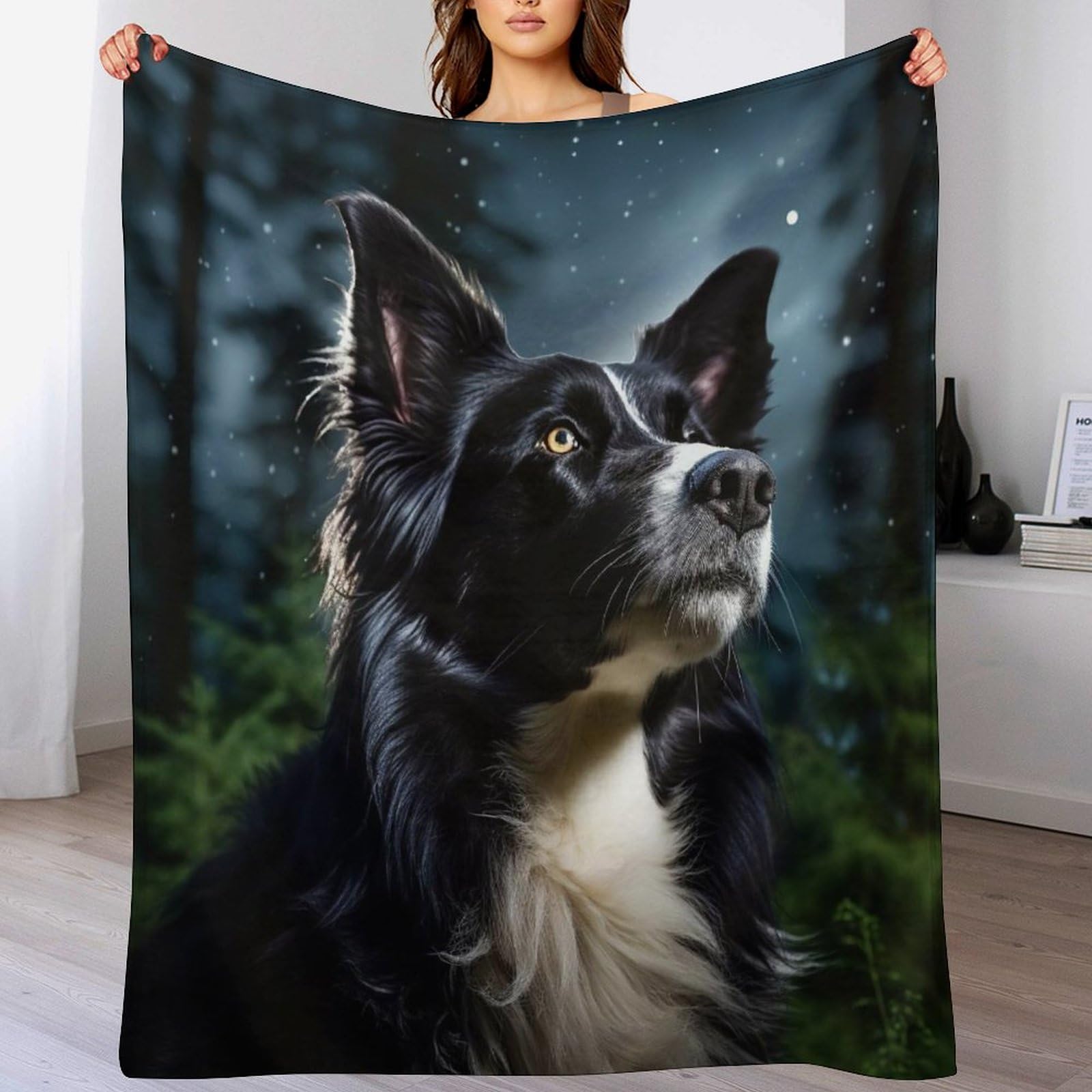 GGJJTT Border Collie Throw Blanket Printed Blanket for Kids Child Adults Soft Warm Flannel Solid Throw Blanket for Bed, Couch, And Travel（130×180cm）