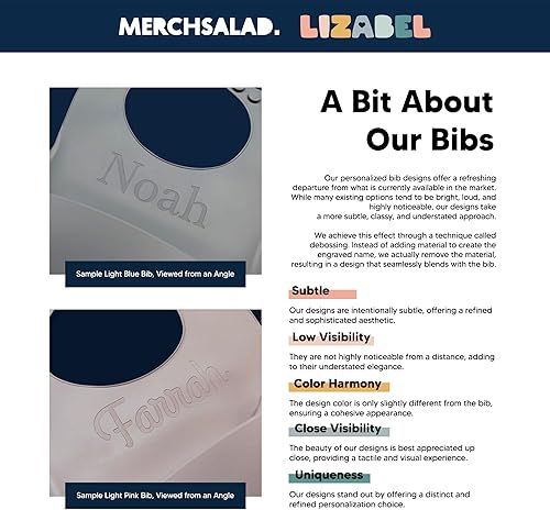 Miniatura 3 de Juego de babero y cuchara de silicona personalizado con nombre personalizado, bebésniños pequeños, duradero, ajustable, con bolsillo para bebé niño