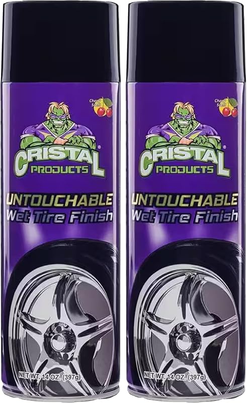 Cristal Products Untouchable Wet Tire Finish para brilho de pneus, aroma Cherry, pacote com 2 frascos de 369 g