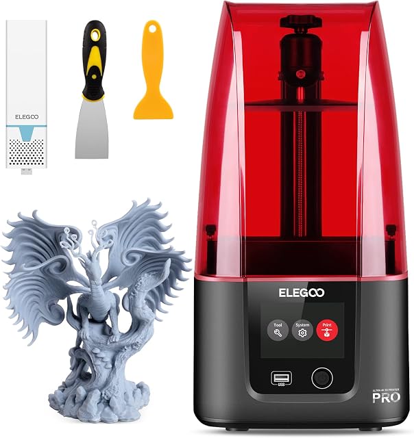 ELEGOO Mars 3 Pro MSLA Resin 3D Printer UV Photocuring LCD 3D Printer 4K Monochrome LCD, Matrix UV LED Light Source, Off-Line or LAN Print, Printing Size