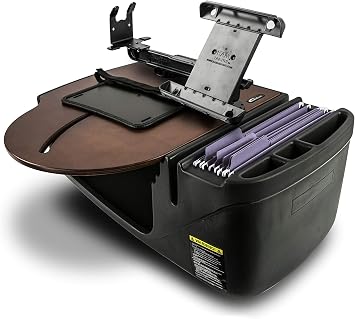 AutoExec AE-RMCD-PS-TAB-21M Roadmaster Car Desk for Your Vehicle Workstation and Mobile Office, Mahogany with Printer Stand and Tablet Mount
