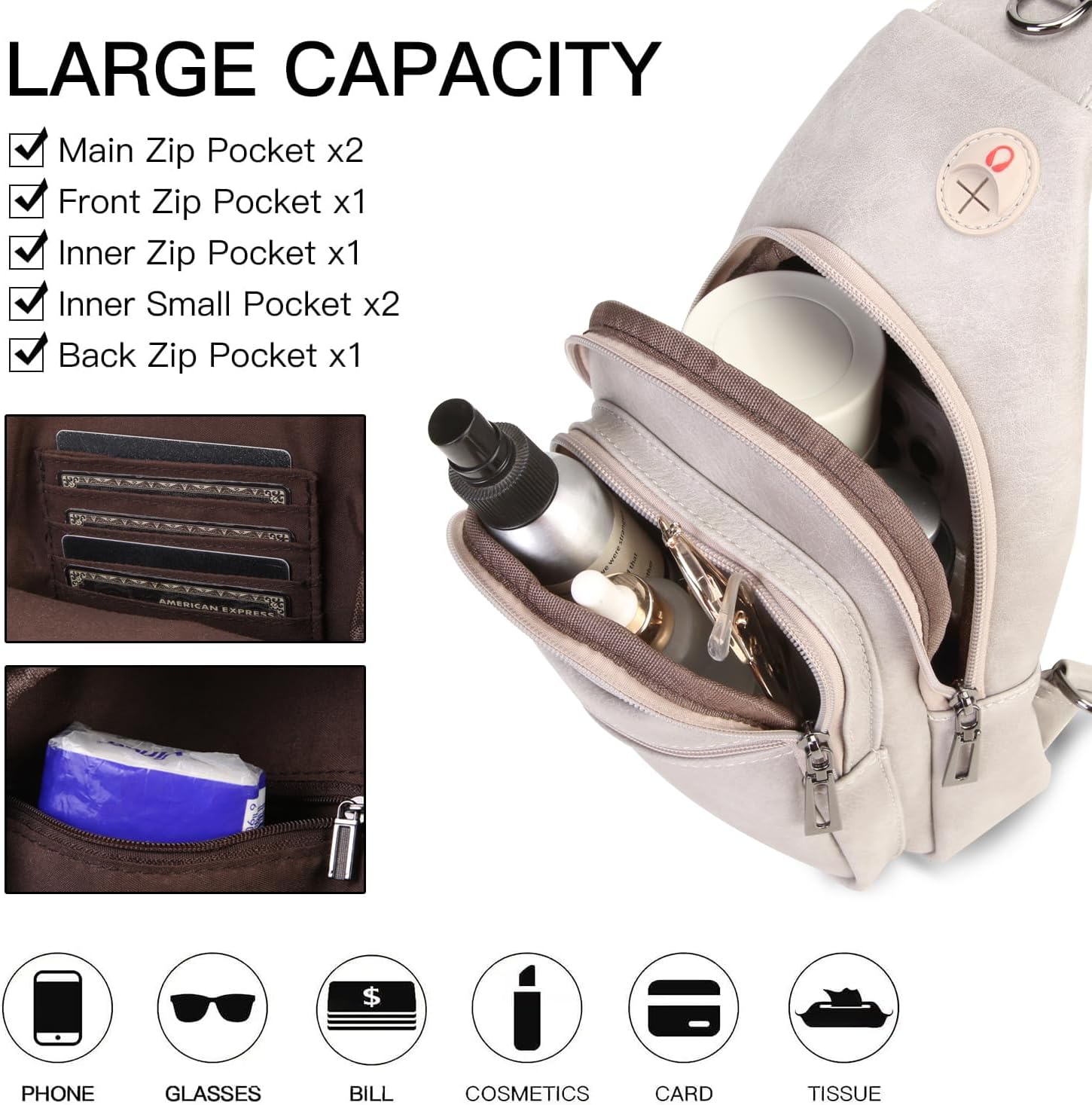 Sling Bag for Women Crossbody Bags for Women Trendy Crossbody purse Fanny Pack Chest Bag for Travel - Image 4