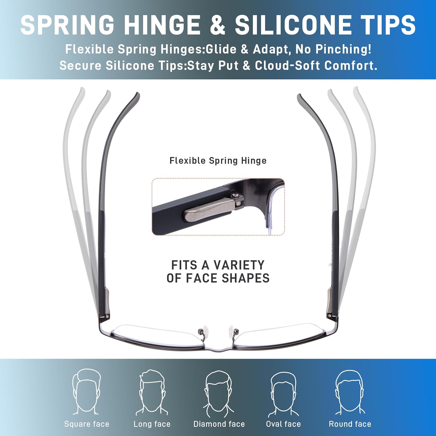 2 Pack Semi-Rimless Reading Glasses Men Metal Frame Dual-Tone Hybrid TR90 & Silicone Temple Blue Light Blocking Readers - Image 7