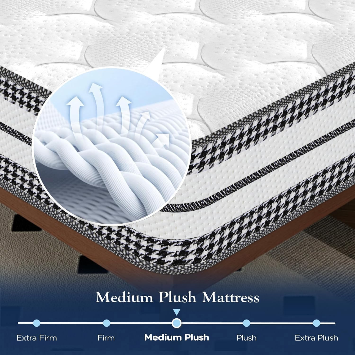 Matelas 90 x 200 cm Épaisseur 23 cm, Matelas Enfant avec Mousse à Mémoire de Forme, Ressorts Ensachés, Fermeté Moyenne H3, Soutien Parfait, 7 Zones, Haute Densité, Respirant, Confortable et Durable