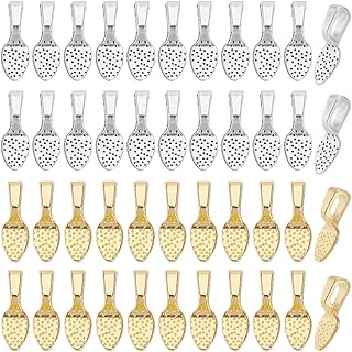 1 Box 200Pcs Gold Glue on Bails Silver Flat Pad Bail Bulk Alloy Antique Tibetan Spoon Shape Cabochon Charms Connector Hanger Jewelry Findings for Jewelry Making DIY Cabochons Glass Gems Craft