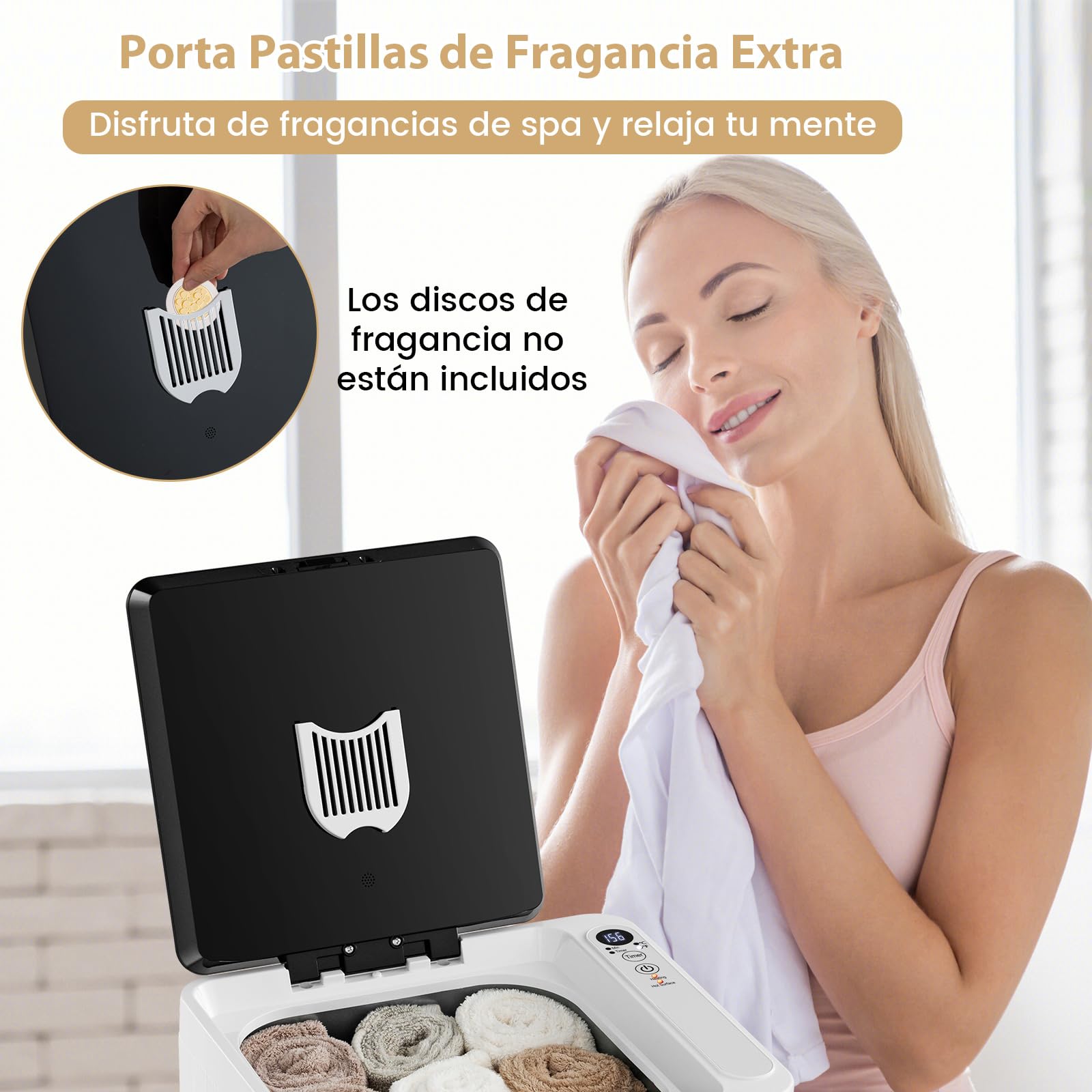 COSTWAY 23L Calentador de Toallas, Temporizador de Calefaccion de 0-90 min Apagado Automático y Pantalla LED, Cubo Calentador para Toallas hasta 125℃, 32 x 28 x 44 cm
