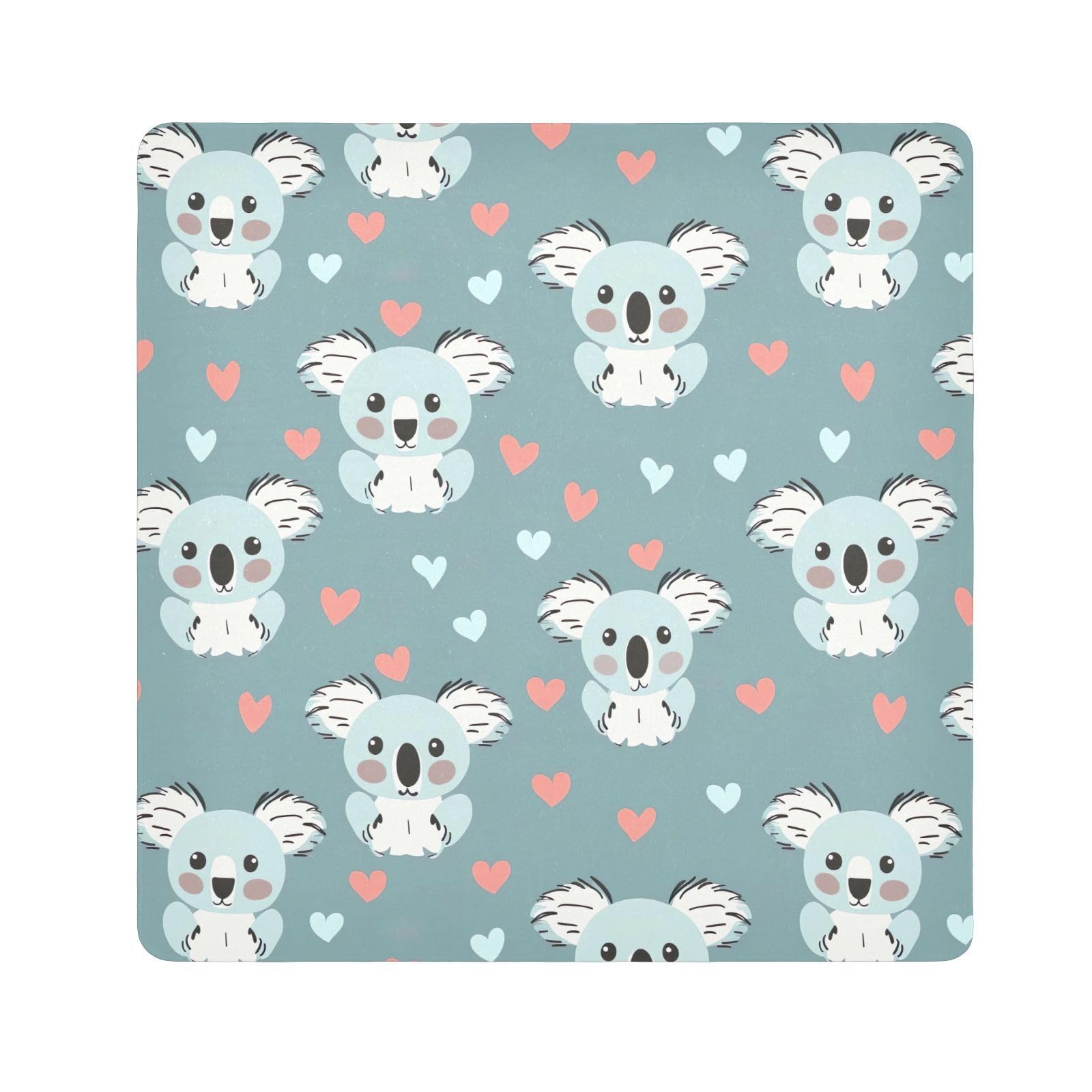 ODAWA Cute Koala Blue Self-adhesive Cloth 17.7X17.7 Inch Self-Adhesive Cosmetic Bag Magic Cloths for Camera, Lens, Laptop