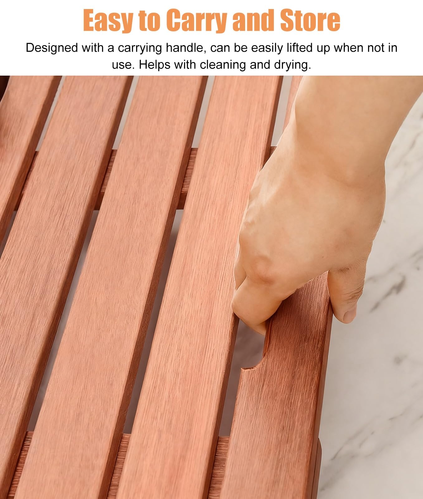 Tappetino Antiscivolo per Doccia e Vasca in Legno Massello per Casa e Spa | Pedana in Legno per Pavimento del Bagno; Tappetini per Doccia (da Interno Ed Esterno) con Piedini in Gomma