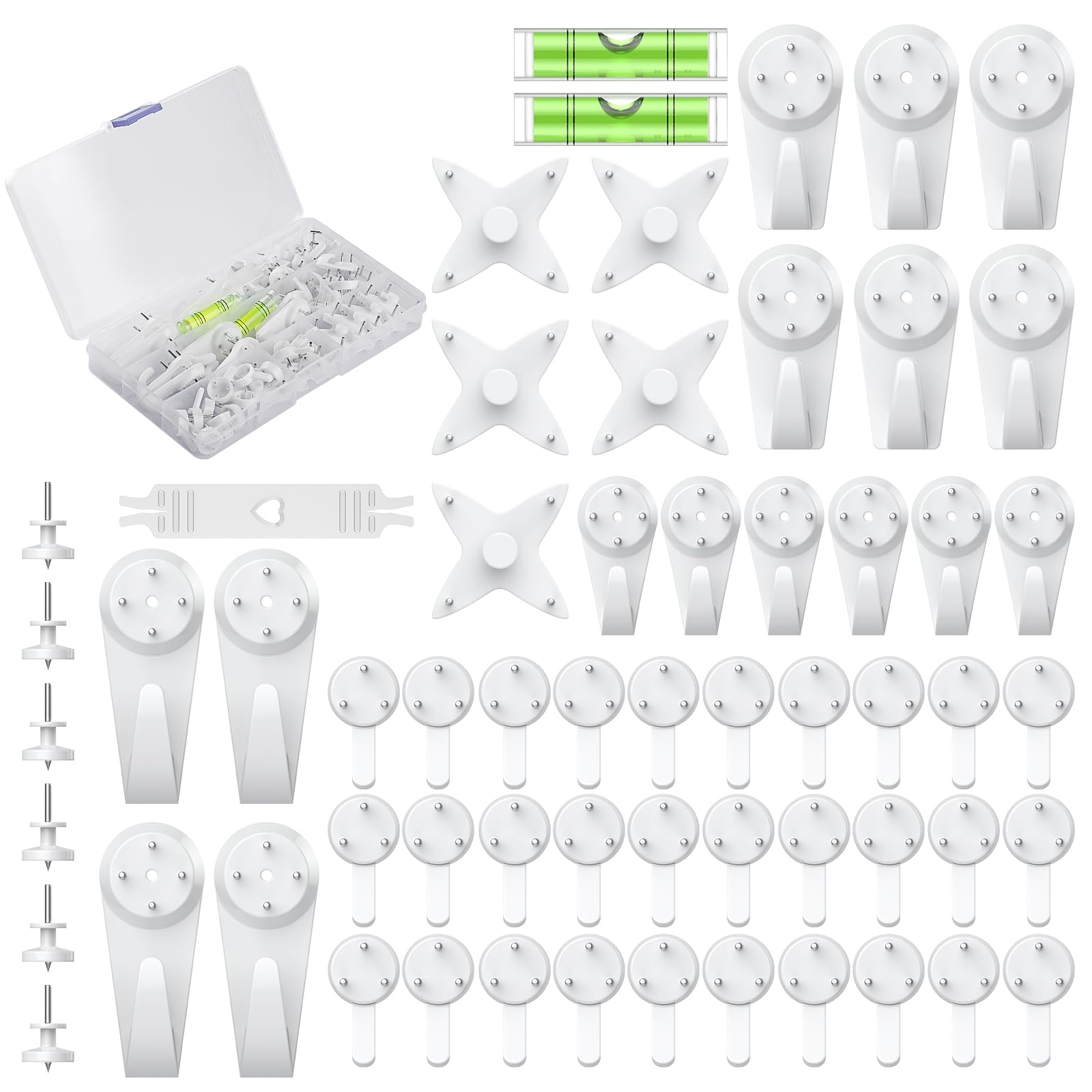 Uniclife 60 Pcs Non-Trace Picture Hooks for Hard Wall Picture Hanging Kit, Non-Trace Wall Hooks with Nails