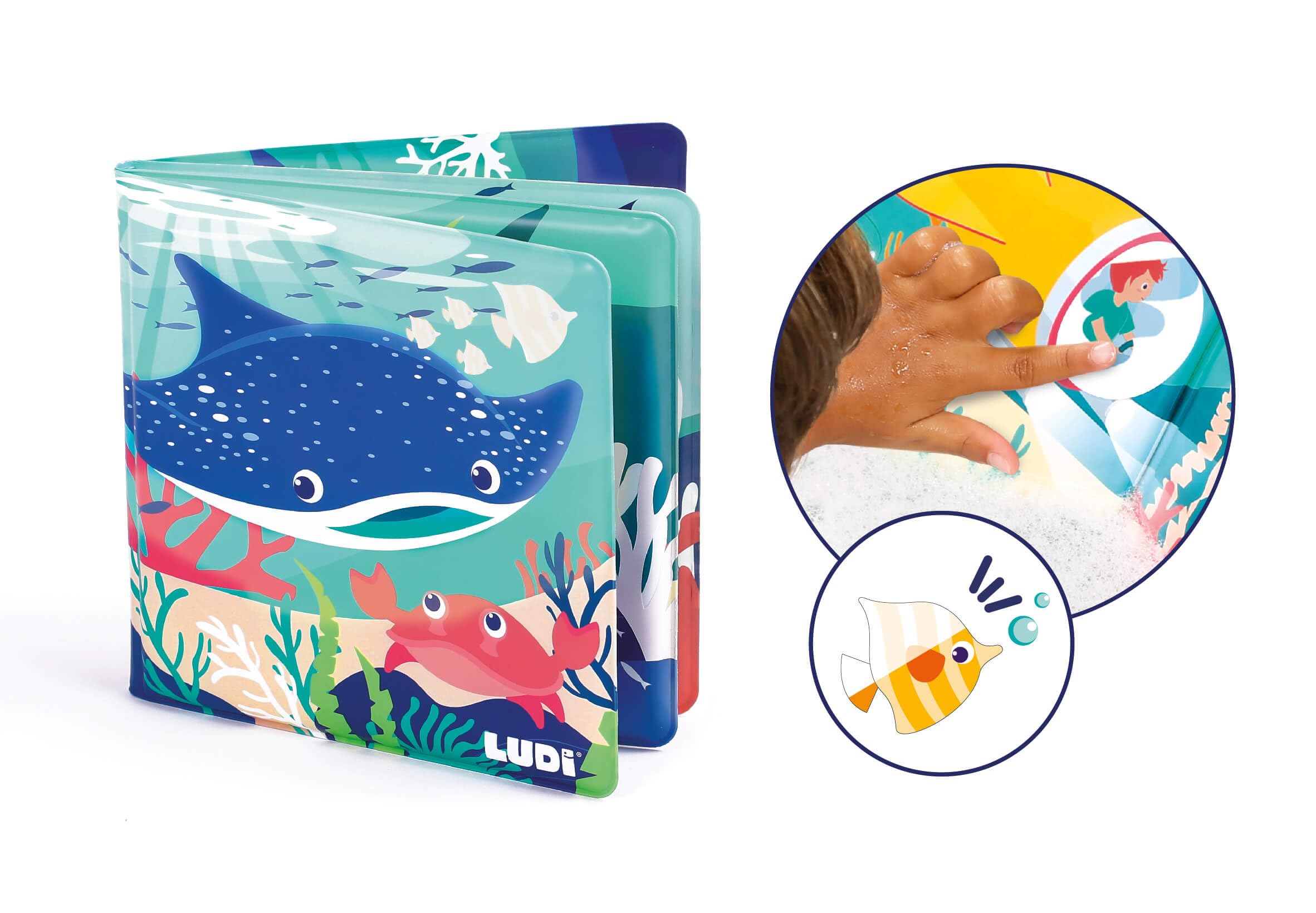 Ludi - Livre De Bain Magique - 12 Animaux Marins Et Coraux - À Décourvrir Au Contact De l'eau - Dès 10 Mois - Découverte, Motricité Fine Et Réflexion - Thème Marin - 3