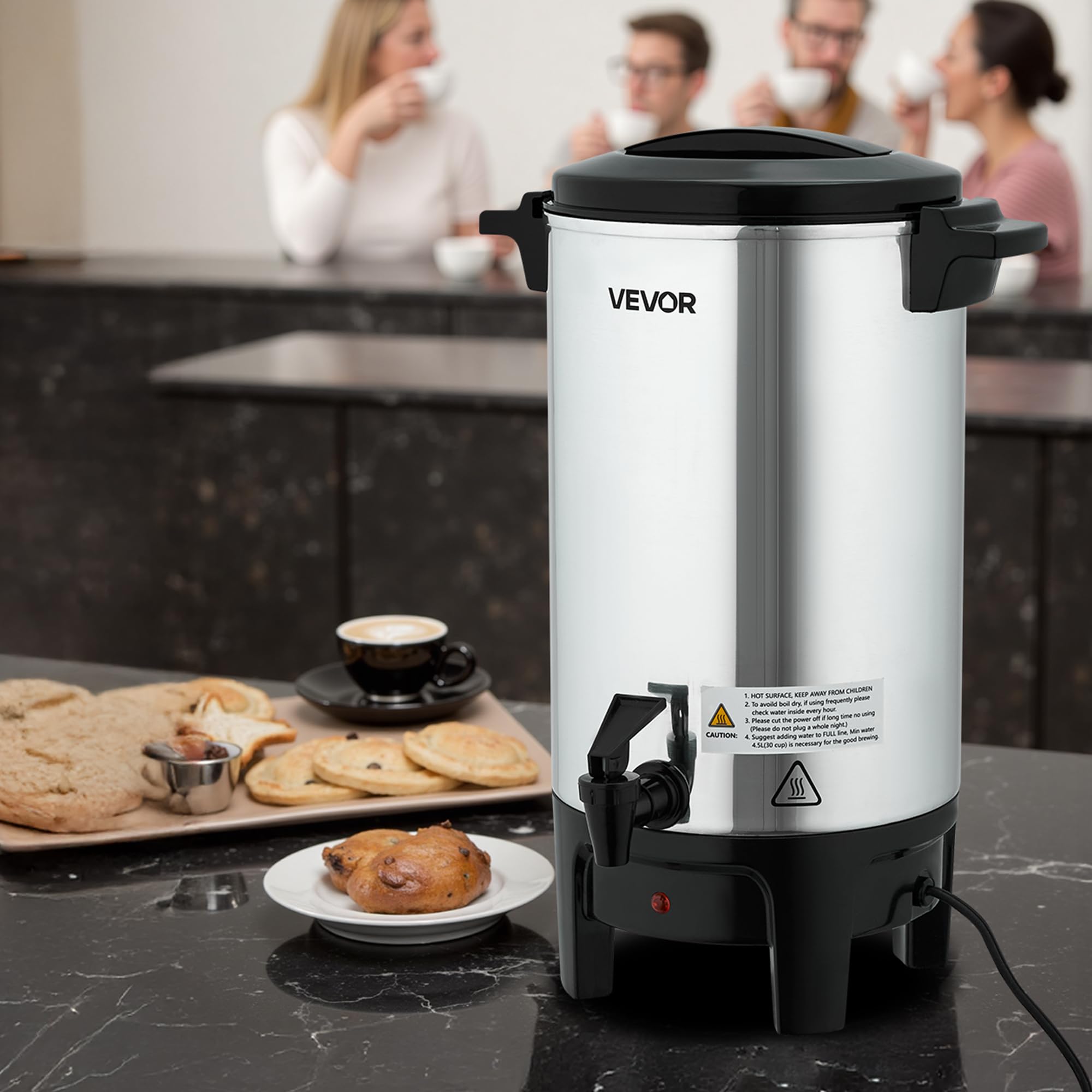 VEVOR Cafetera de 40 Tazas y 6 L, Dispensador de Bebidas Calientes con Grifo Antigoteo, con Control Automático de Temperatura, Ideal para Catering, Fiestas, Iglesias, Restaurantes y Cafeterías
