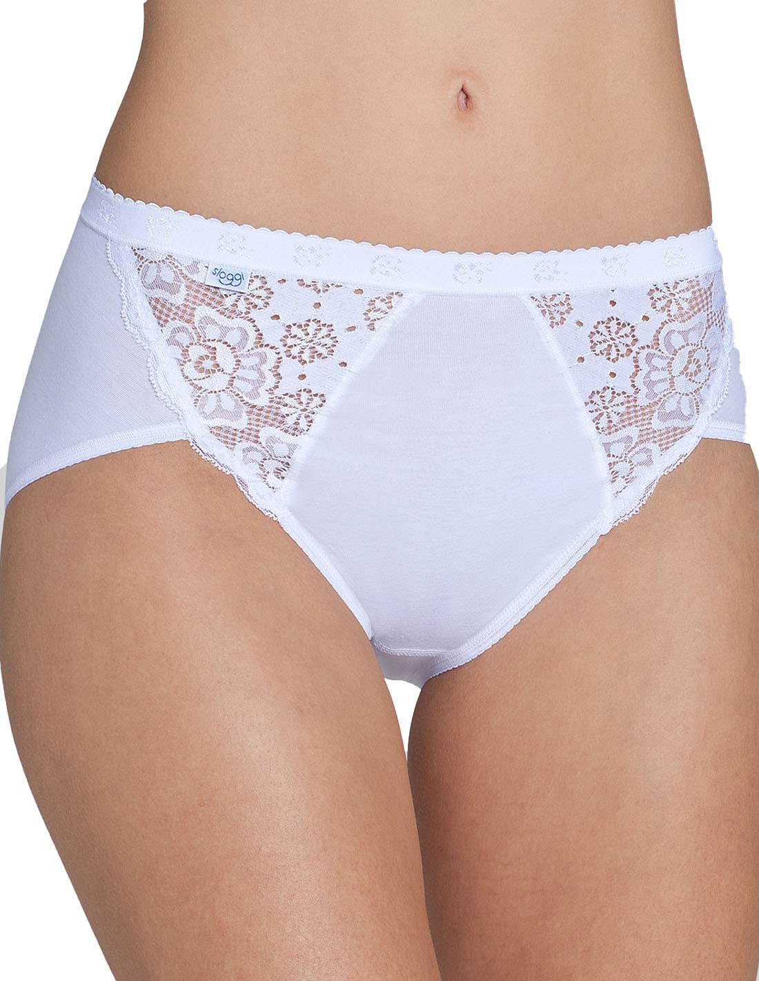 Sloggi Chic Midi, Offerta 6 E 12 Pezzi, Slip Donna Midi in Pizzo, Midi, Slip Donna in Cotone (6 Pezzi Bianco, 6-48)