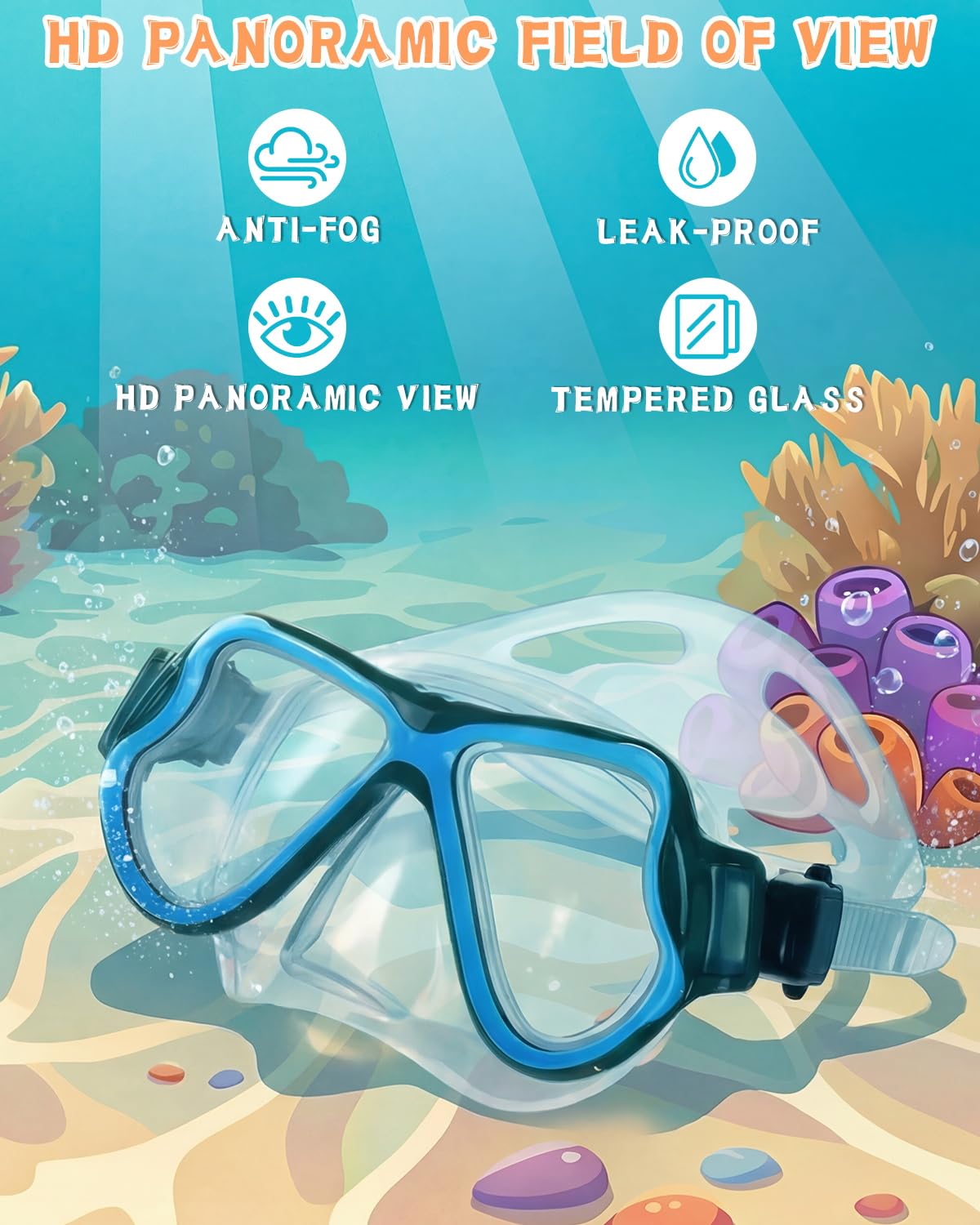 Equipo de esnórquel para adultos, jóvenes y niños, juego de máscara de esnórquel con parte superior seca, juego de máscara de buceo antivaho para adultos y jóvenes, máscara de buceo panorámica de