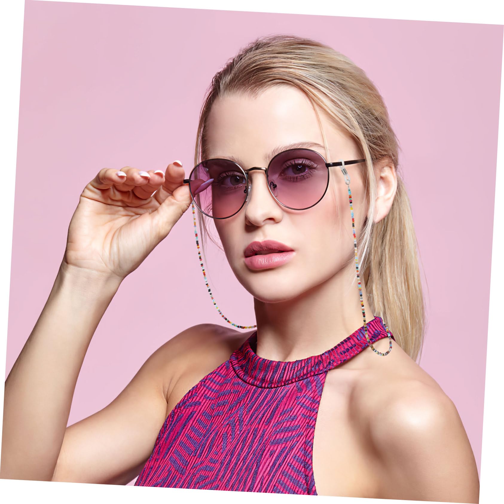 HEMOTON 2 piezas Cadena para Gafas Cuentas Coloridas Hechas Mano Cordón Antideslizante para Gafas de Sol y Lectura para Mujer y Hombre