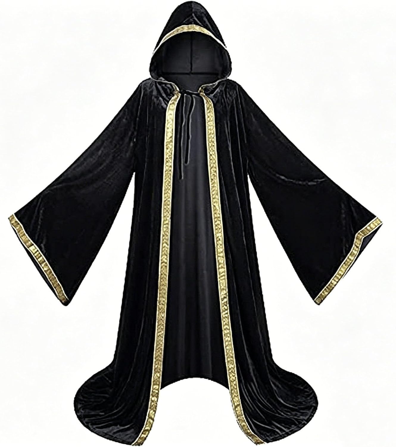 Women's Velvet Wizard Robe Witch Renaissance Long | Velvet Wizard Robe Witch Cloak for Women Renaissance Long Halloween Hooded Black Cape for Men Halloween Cosplay Costume