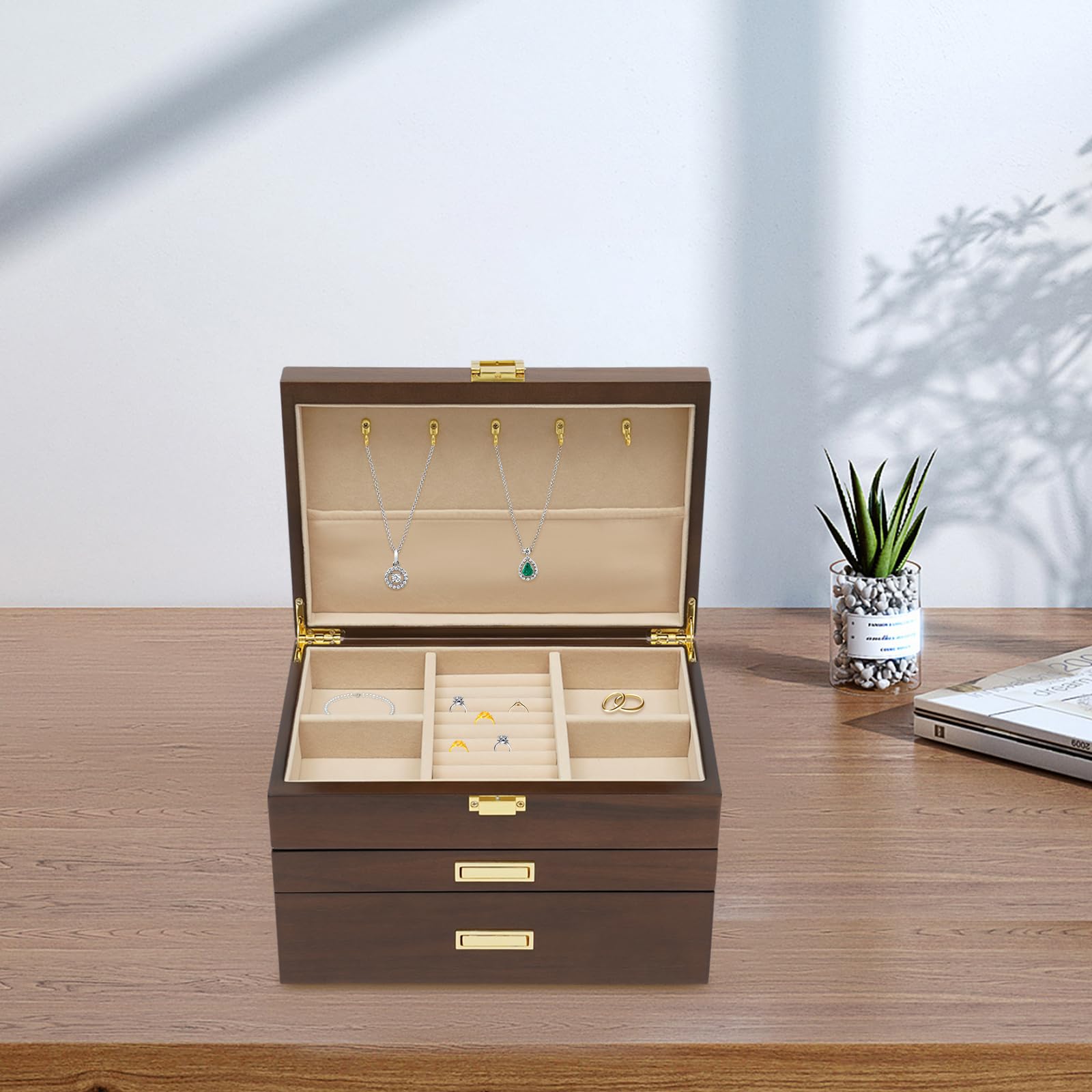 Joyero para relojes, caja de regalo, bandeja para joyas, apilable, caja de joyas, caja de reloj, caja de gafas, caja de madera, caja de joyas, para cajones, idea de regalo