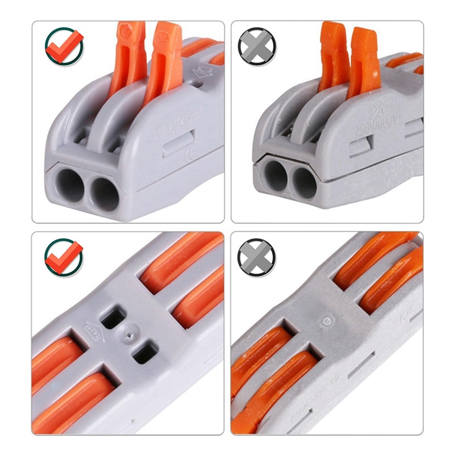 30/100PCS Push-in Filo Elettrico Morsettiera Connettore Veloce Universale Leva C Docking Collegamento 32A 250V(413,100 PCS)