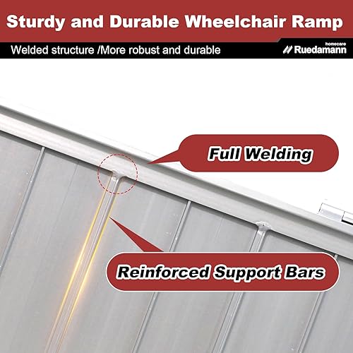 Miniatura 3 de Ruedamann Rampa de umbral de 47.6 pulgadas de largo x 28.1 pulgadas de ancho, rampas para sillas de ruedas de 4 pies, altura de 8 pulgadas,
