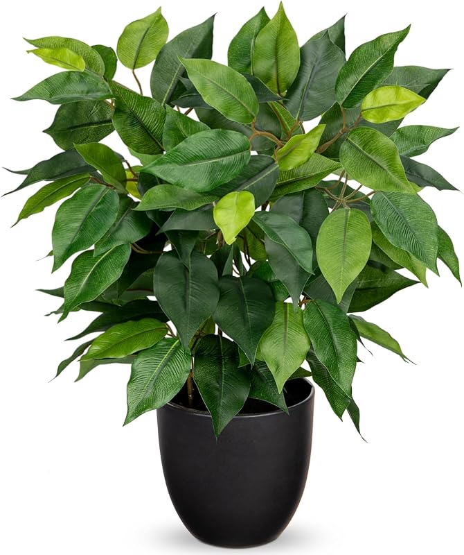 GnFlus Fake Plant 15.7" Artificial Plants Indoor Small Ficus Potted Plants Silk Plants Faux Topiary Plant for Home Bathroom Bedroom Dining Room Kitchen Window Shelf Desk Centerpieces Tabletop Decor