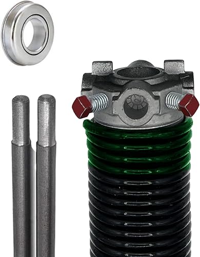 Alcan Resorte de torsión para puerta de garaje (243 x 1.75 x 31)  Rodamiento de acero de 1 pulgada + par de barras de bobinado  Reemplazo de herida