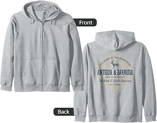 Retro Style Vintage Antigua and Barbuda Zip Hoodie