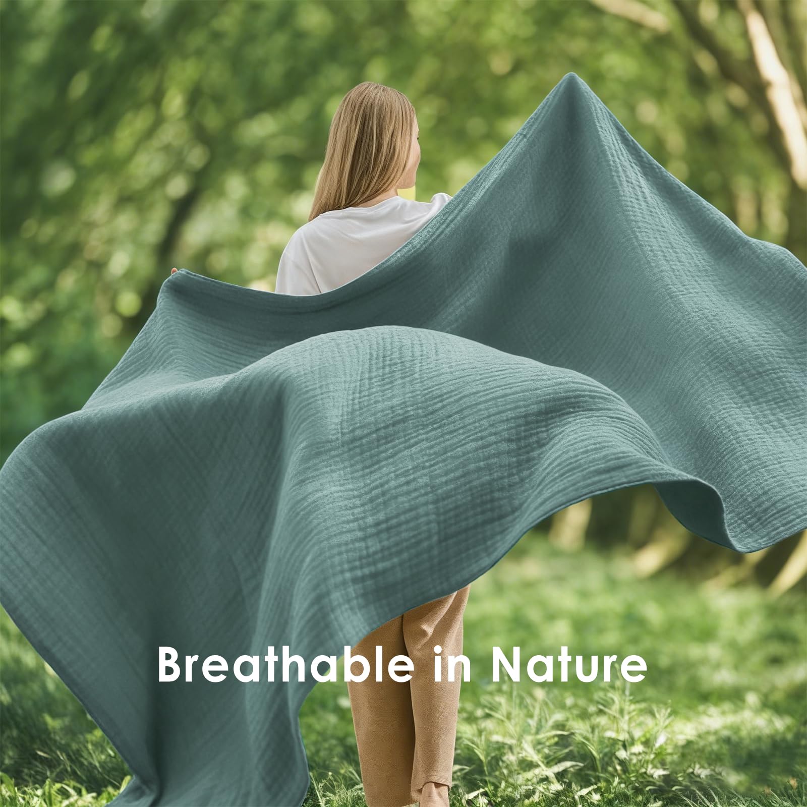 EMME Bedspread Katoenen Deken 100% Musseline Deken voor Volwassenen 228 x 274 cm, Ademende Zachte Grote Deken voor Alle Seizoenen Voorgewassen Sofa-overtrek Bankdeken Katoen, Heather Navy