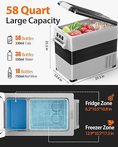 Miniatura 2 de Refrigerador portátil para automóvil de 12 voltios, enfriador eléctrico de 58 cuartos (55L) con CACC para camión, RV, furgoneta, cámper,