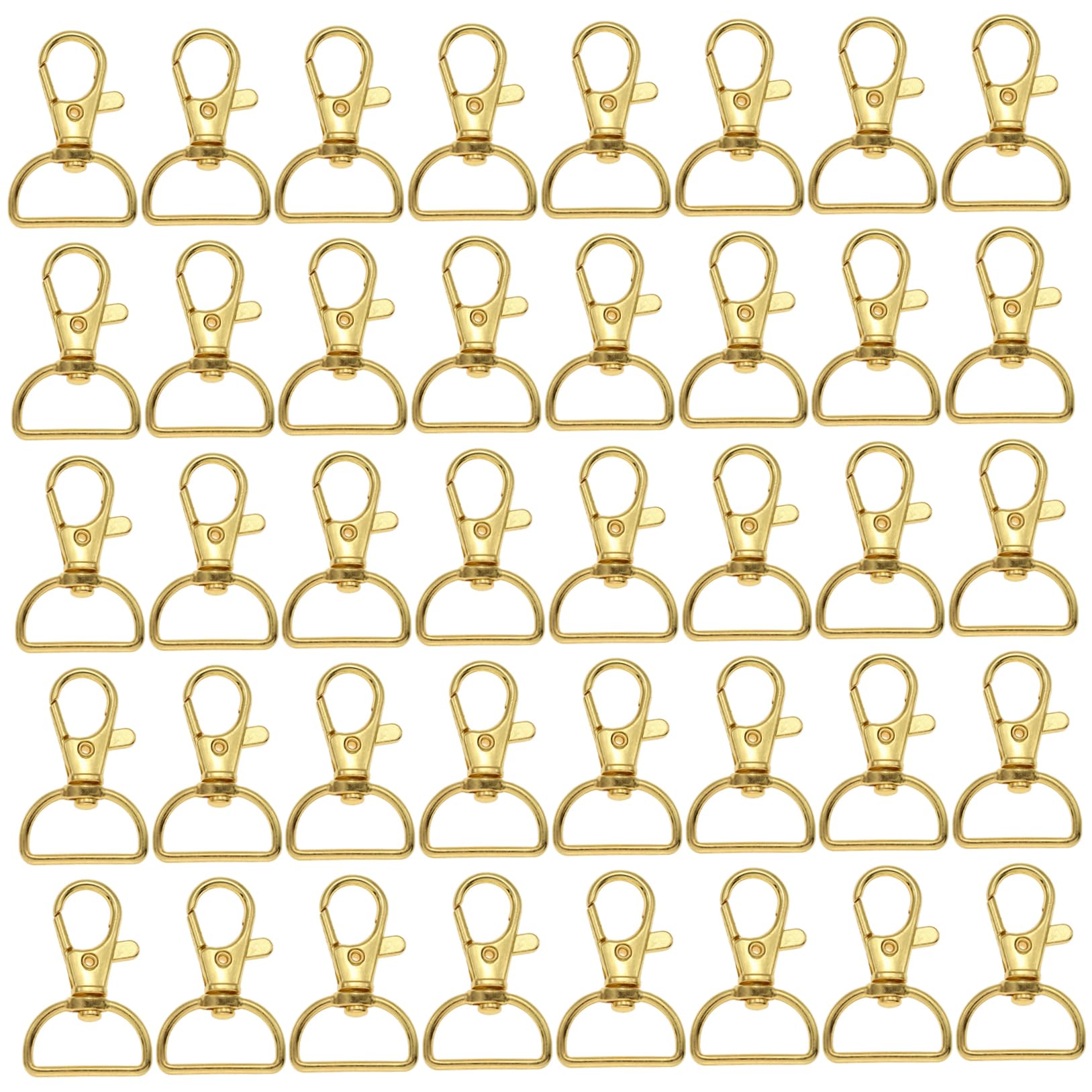 Nukinp Swivel Snap Hooks 40Pcs Sturdy Swivel Clasp Hooks Inside Width 20mm Key Chain Zinc Alloy Keychain Clip Gold D Ring Clips for Lanyard Purse Hardware DIY Craft