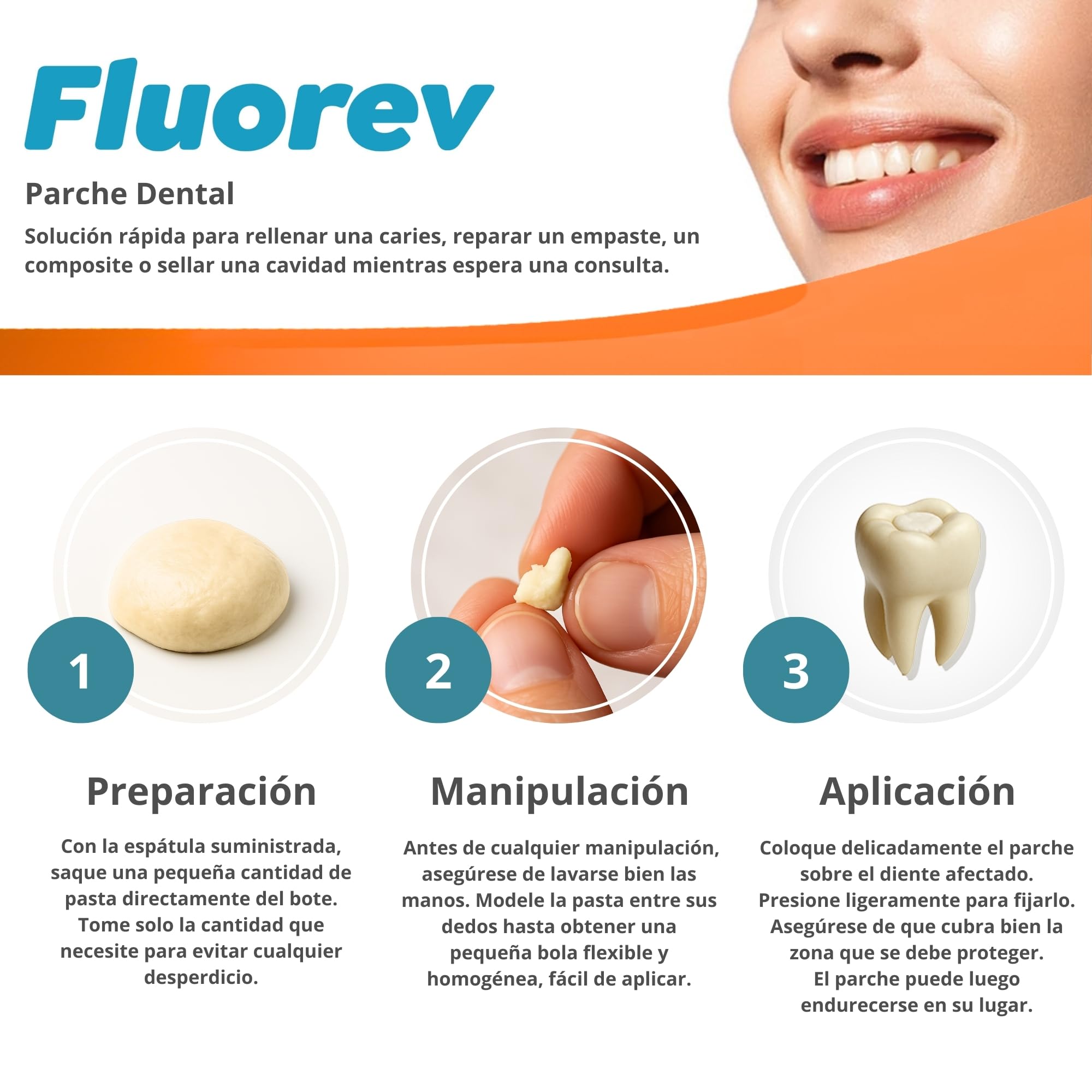 Relleno dental temporal con óxido de zinc 15 g reparación caries dolor