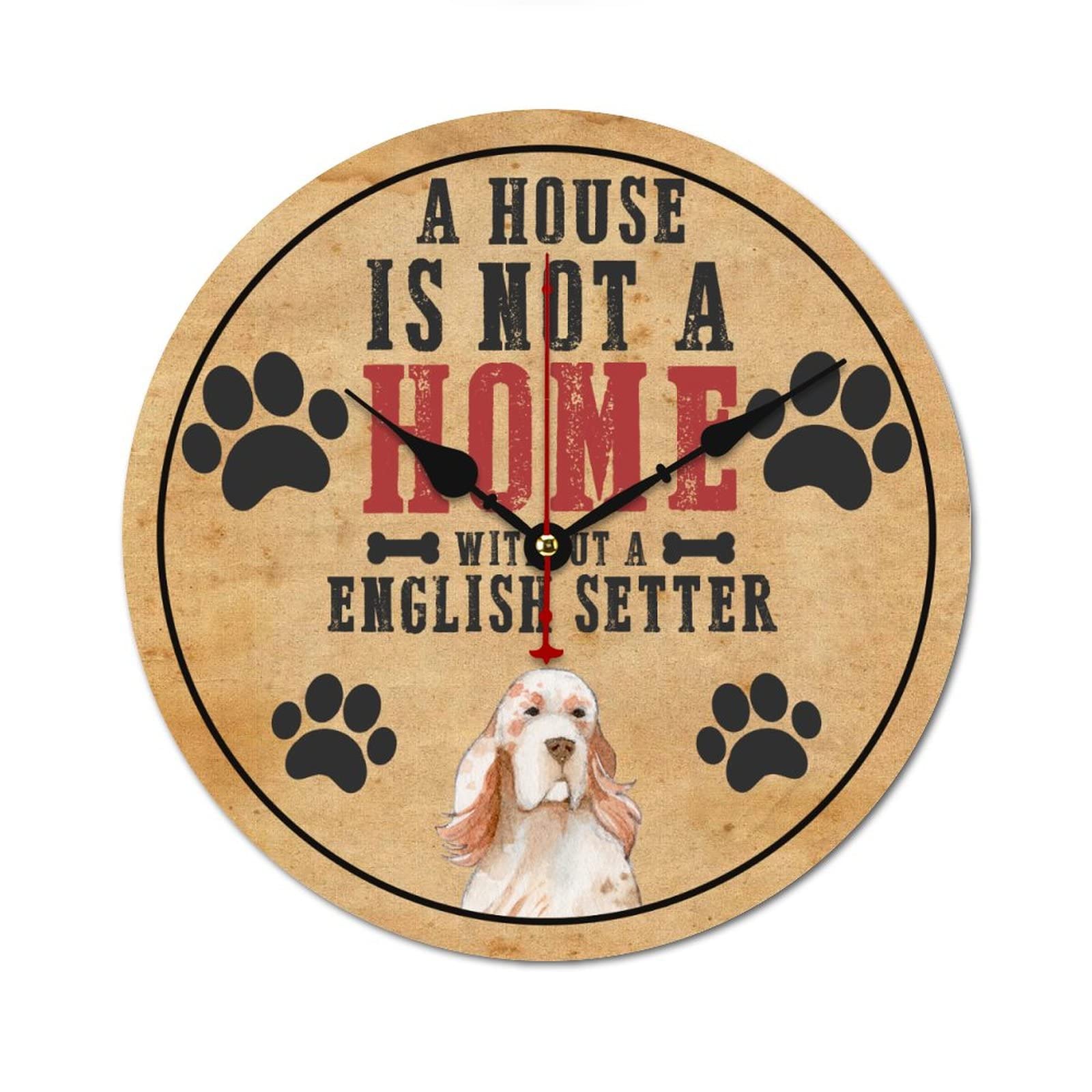 Horloge à quartz de qualité 38 cm English Setter à piles pour décoration murale