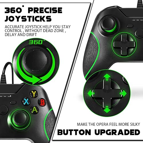 Miniatura 3 de SAMINRA - Repuesto para Xbox One con cable controlador USB negro para Xbox OneSXPC Windows 10 con conector de audio de 0138in