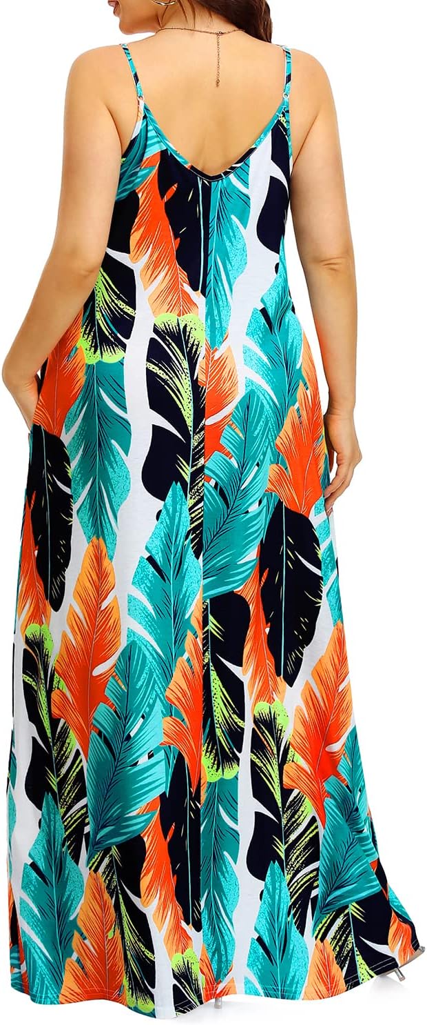 Pinup Fashion Women's Summer Maxi Dress Plus Size Sleeveless Spaghetti Strap Beach Long Dresses - Image 2