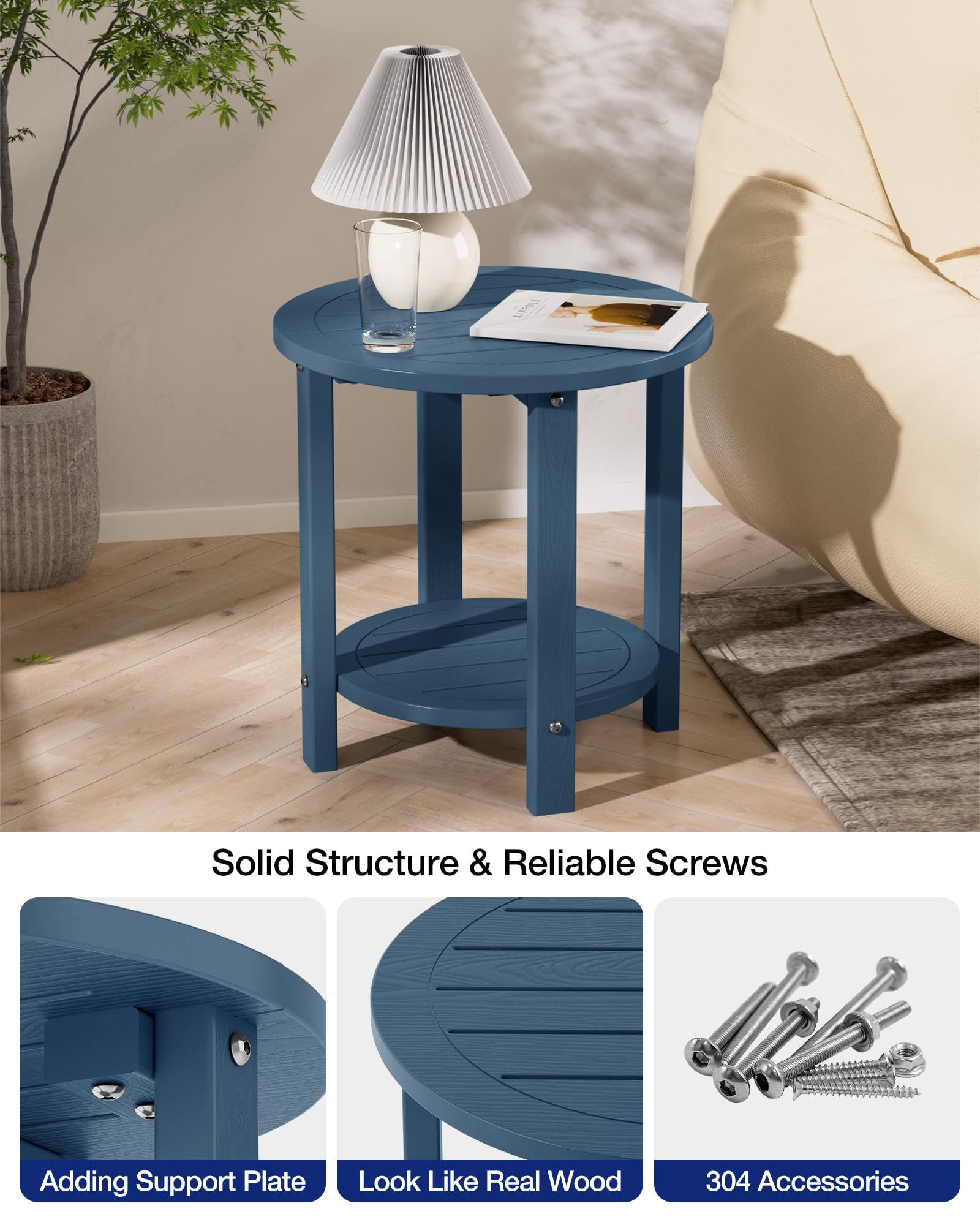 Snapklik.com : YEFU Outdoor Side Table For Patio: 16in HIPS Small Round ...