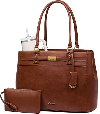 LOVEVOOK LOVEVOOK Laptop Tote Bag for Women, 15.6 Inch Waterproof Leather Work Computer Bag, Large Business Office Briefcase Shoulder Handbag Purse Gifts for Women