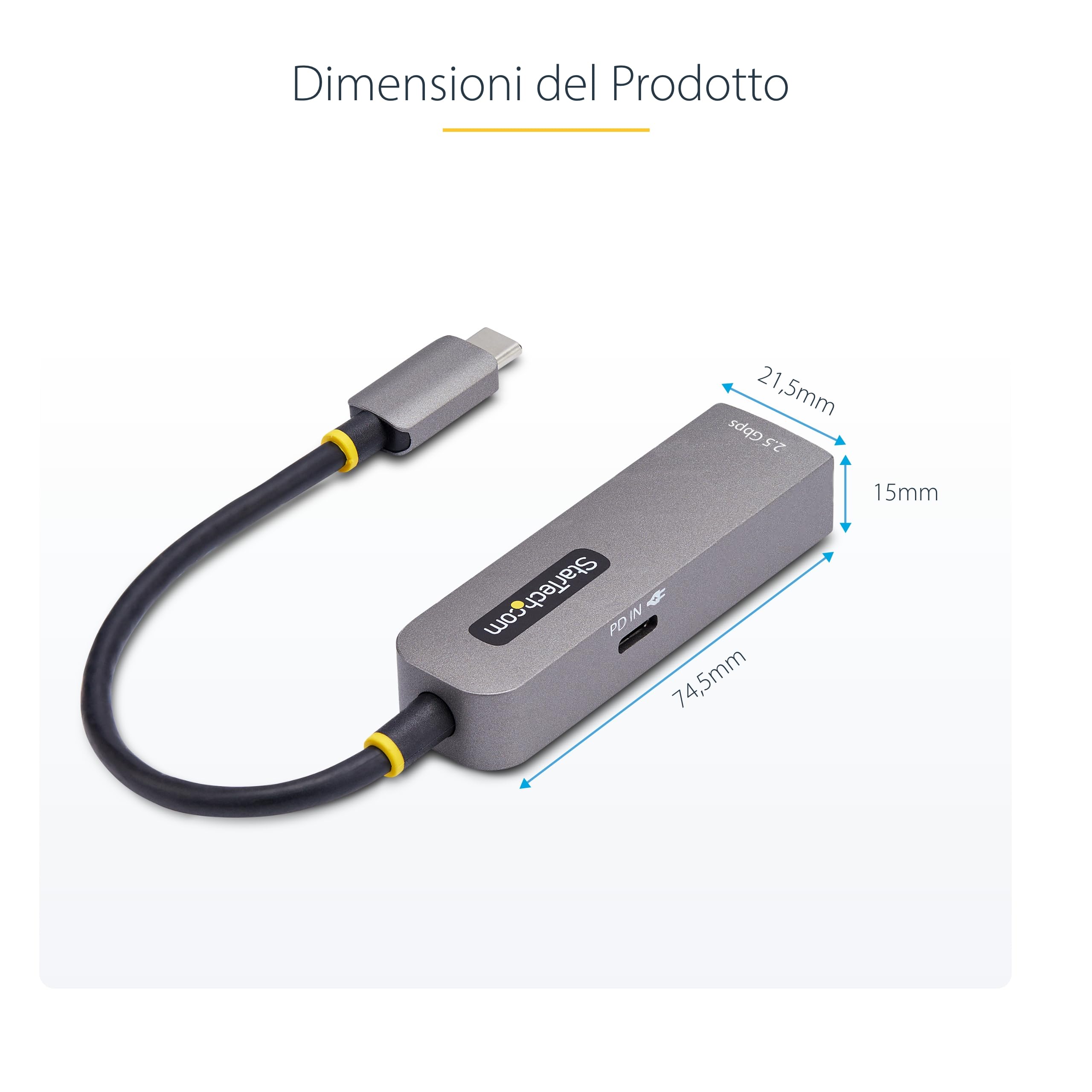 StarTech Adattatore Ethernet USB-C 2,5GbE, 2,5/1Gbps a RJ45, NIC PD 100W | USB 3.0, Alimentazione Pass-Through per Laptop, Compatibile Windows e Mac