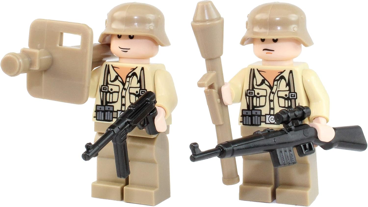 Premium WW2 German Africa Corps Soldiers 2 Men Tank Killer Pack - Custom Action Figures and Weapons by CombatBrick