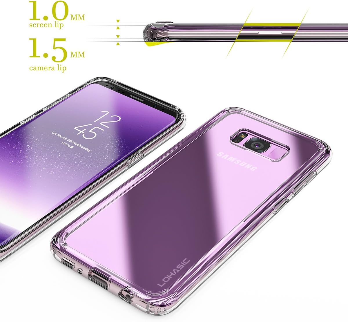 Galaxy S8 Case, Clear Slim Hybrid Armor Perfect Fit Hard Back Soft Silicone Edge Anti-Scratch Excellent Grip Flexible Tpu Non-Slip No Bulky Shockproof Protective Cover for Samsung Galaxy S8 Crystal