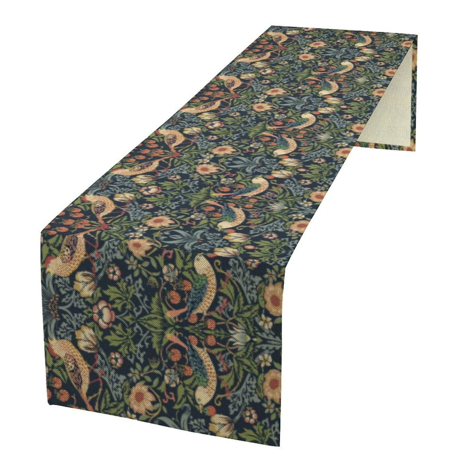 William Morris Strawberry Thief Table Runner Vintage Flowers Table Runner for Dining Table Decor 13 x 36 Inch
