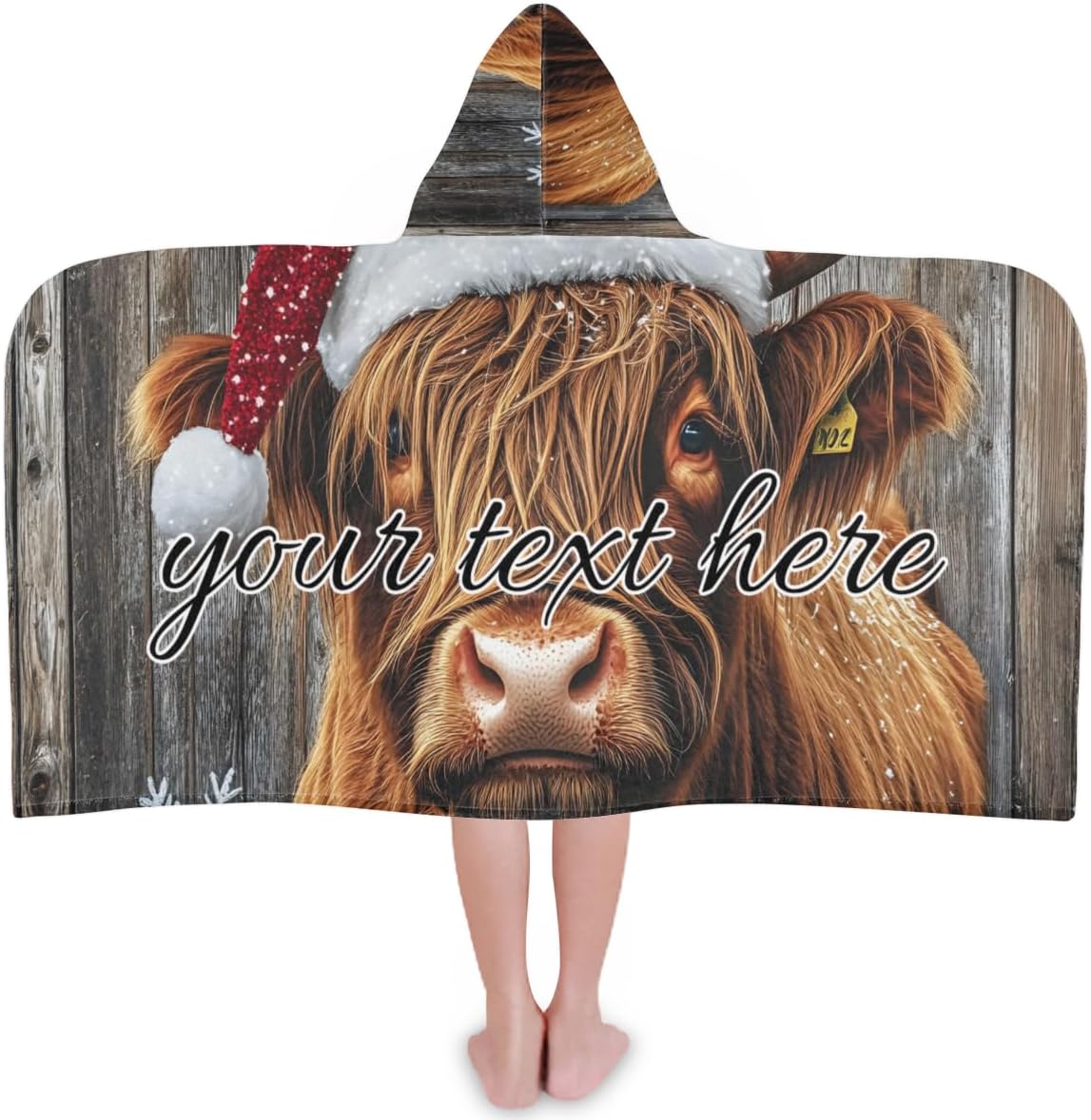 Highland Cow Personalized Kids Beach Towel for Boys Girls, Farmhouse Country Rustic Custom Name Hooded Bath Towel Quick Dry Absorbent Beach Blanket Pool Swimming Towels
