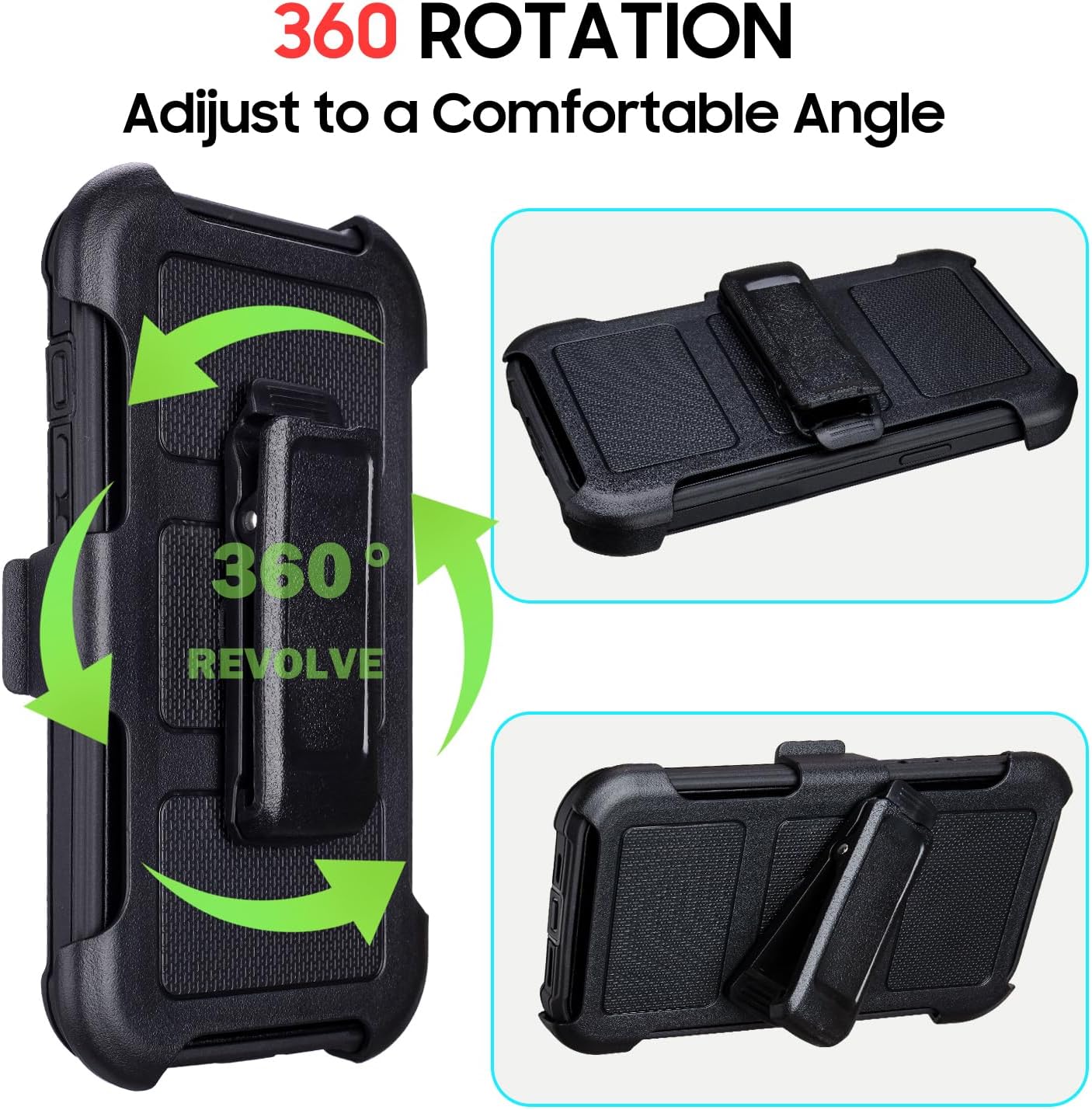 for Defender iPhone 16e Case with Belt Clip,Holster for 16e Phone Case with Kickstand,for Heavy Duty iPhone16e PhoneCase Rugged 2 Layers of Sturdy,Anti-Drop for iPhone 16 e Cases Protective(Black)