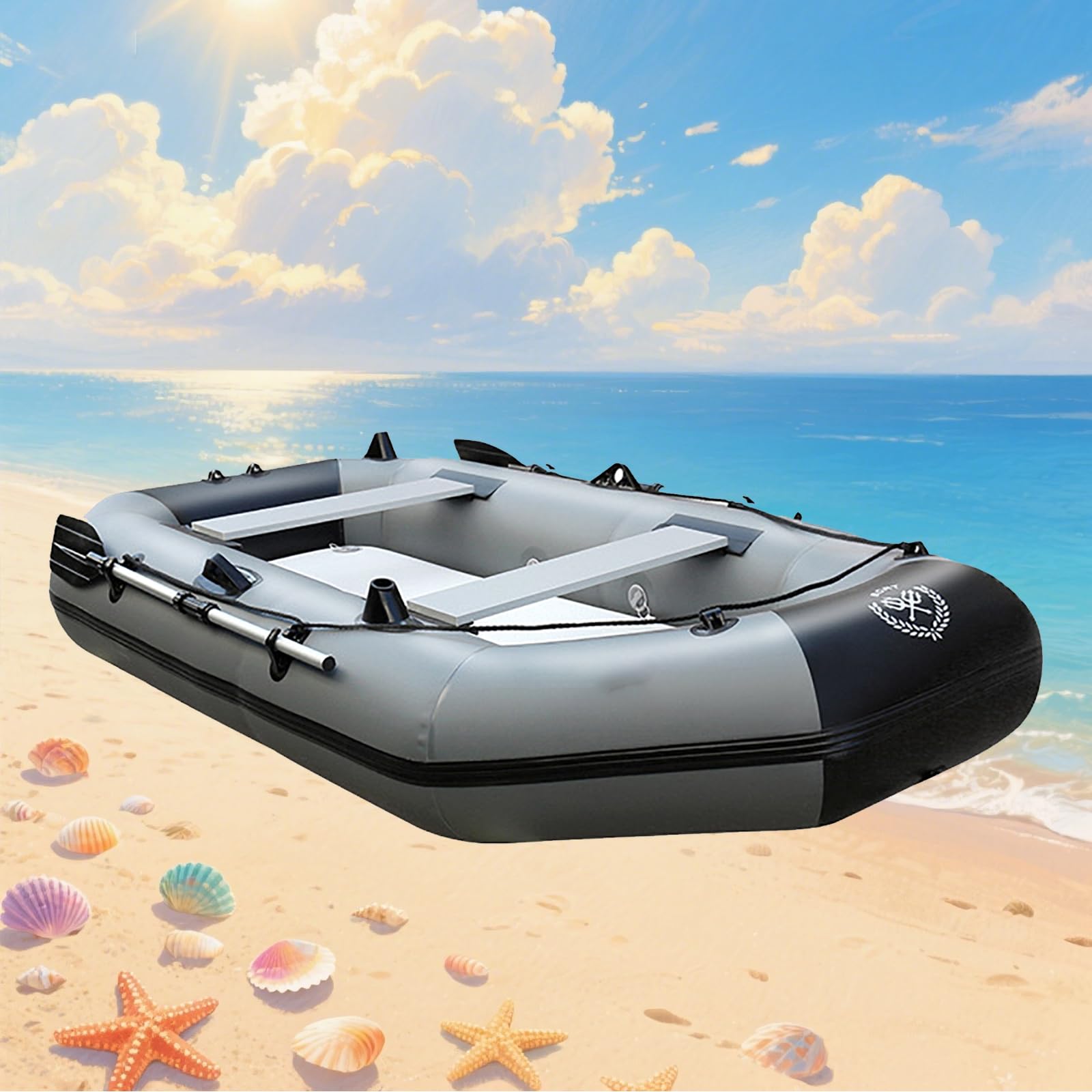 Bote Inflable, Kayak Hinchable mar, Kayak Inflable Grueso para 2/3/4/5/6/7/8/9/10 Personas, Botes de Goma, Barco Hinchable, Sup Aerodeslizador Incluye Bomba de Mano/Remo de Aluminio/Mochila