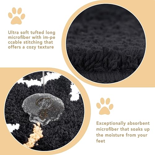 Miniatura 3 de Tapete de baño de microfibra suave con diseño de gato negro, bonita y atrevida, antideslizante y absorbente, fácil de cuidar, lavable a máquina,