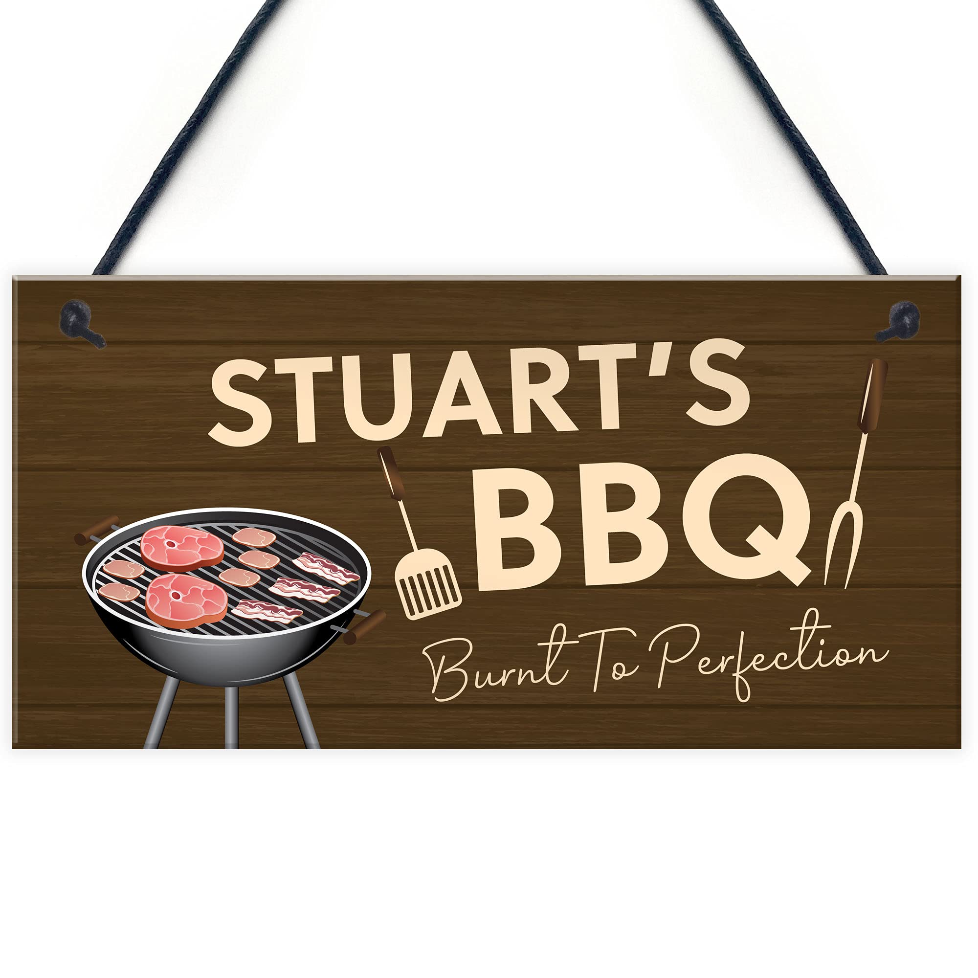 RED OCEAN Funny Joke Personalised BBQ Sign Man Cave Garden Shed Sign Dad Uncle Grandad Gift