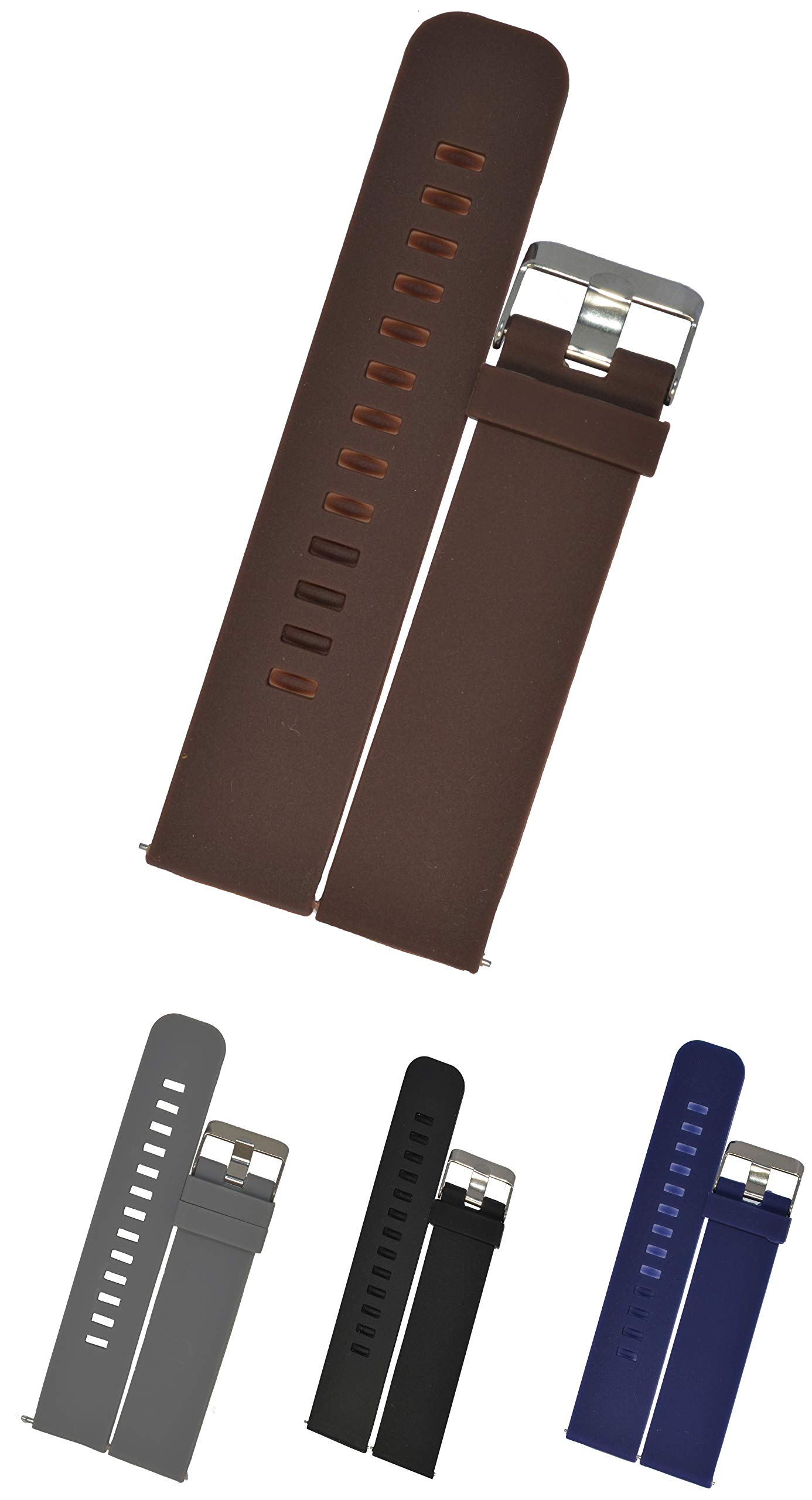 SURU® "Quick Release Silicone Watch Straps - Choose Width - 18mm, 20mm, 22mm & 24mm /Choose Colour- Black, Brown, Blue & Grey - Watch Bands (Brown, 22mm) (B0918MLBPG) Amazon Price History, Amazon Price Tracker