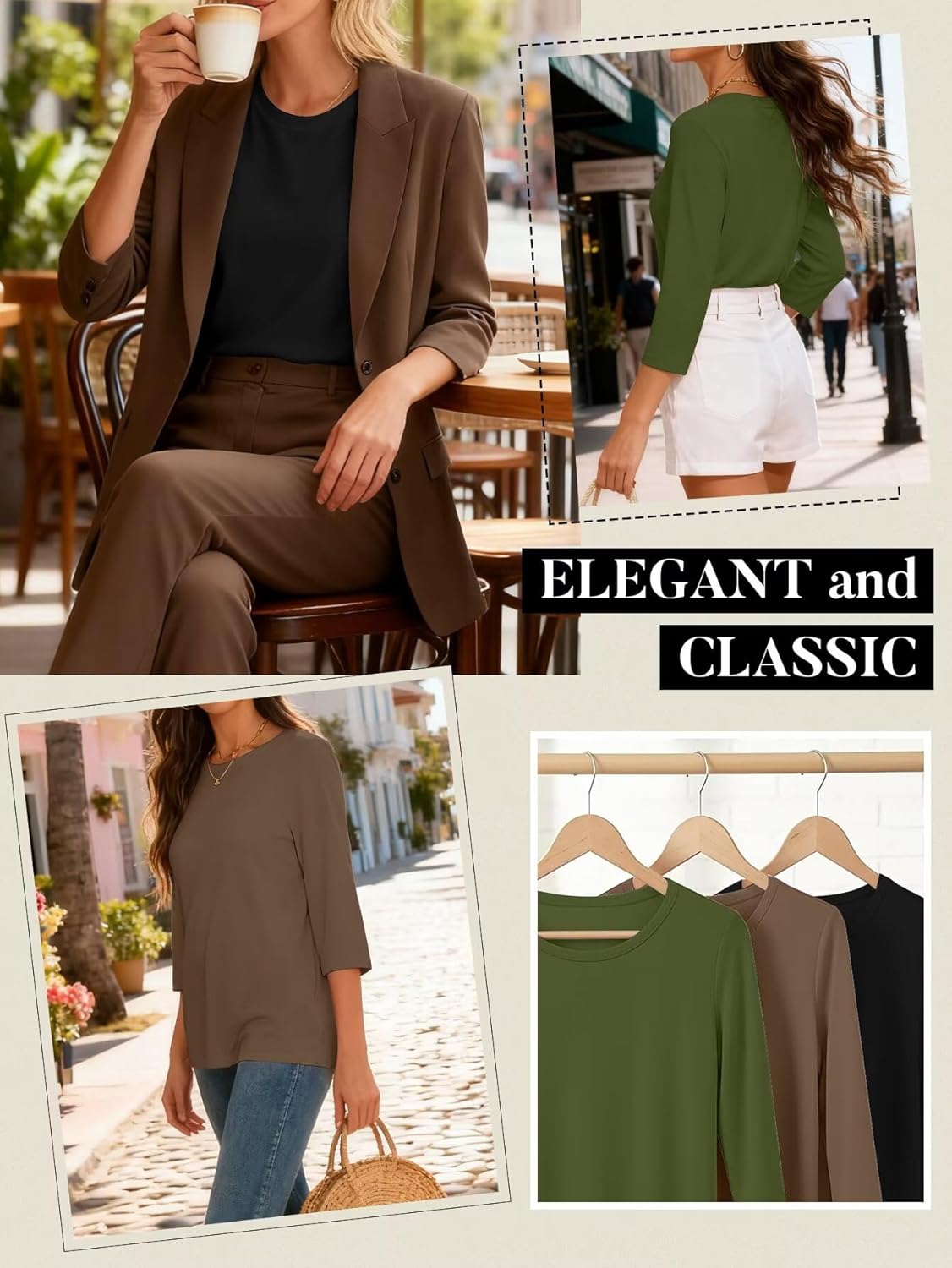 Bliwov 3 Pack 3/4 Sleeve Tops for Women Crewneck Basics Casual Work Tees Spring Summer Trendy T Shirts 2026 Clothes Blouses - Image 5