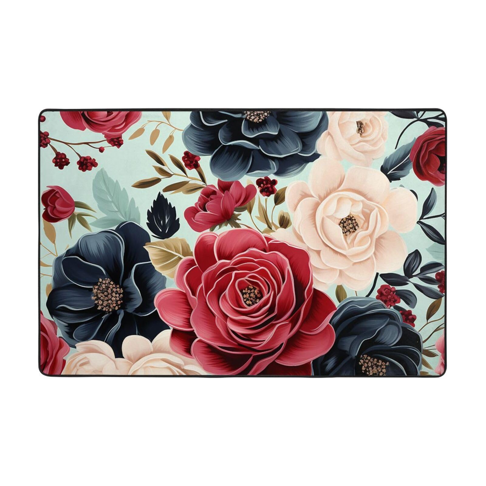 Tapis moderne lavable antidérapant bleu marine 183x122