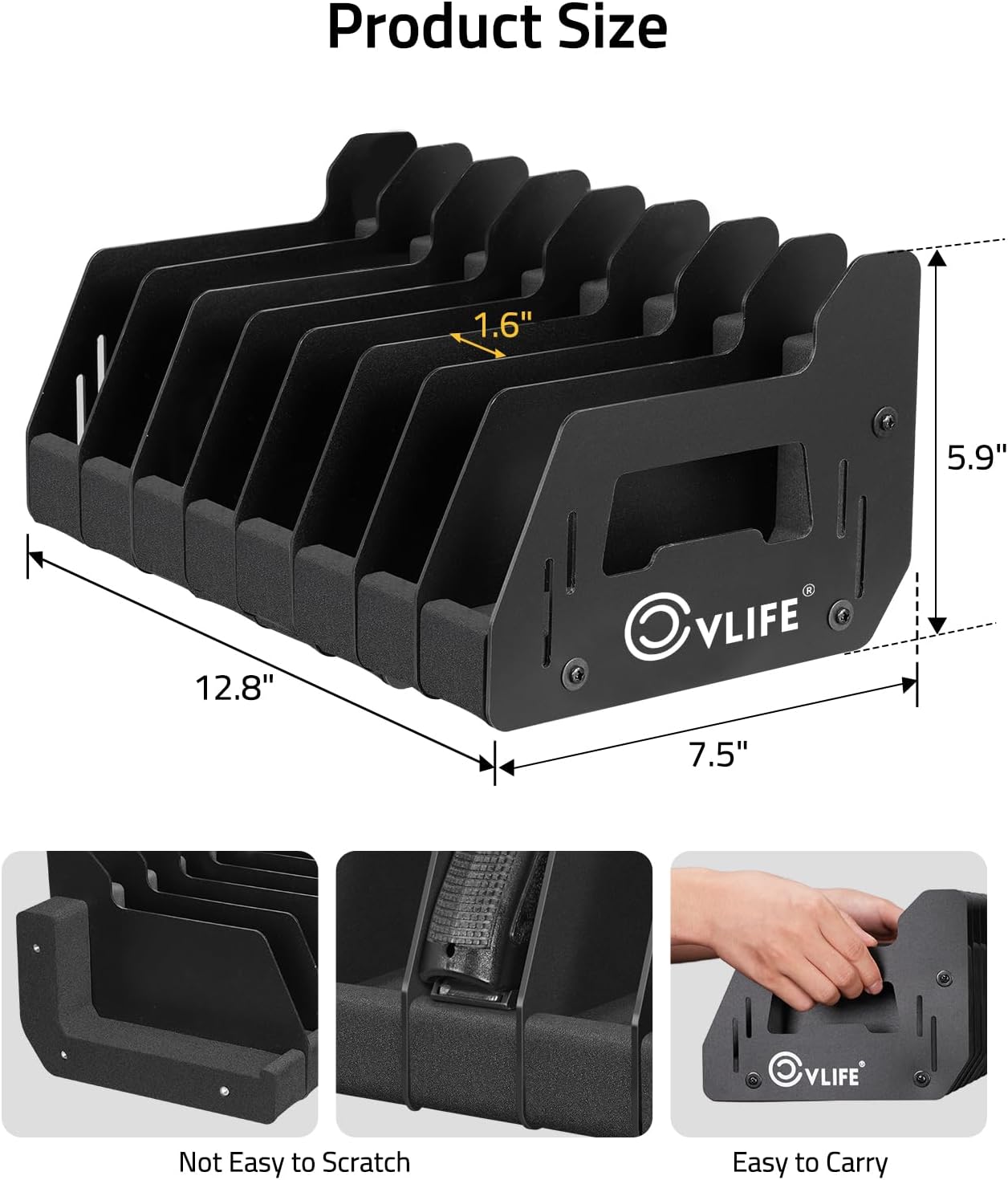 CVLIFE Pistol Rack for Gun Safe Handgun Rack Foam Pistol Holder for Gun Rack Cabinet Accessories Storage Organizer 8 Slots